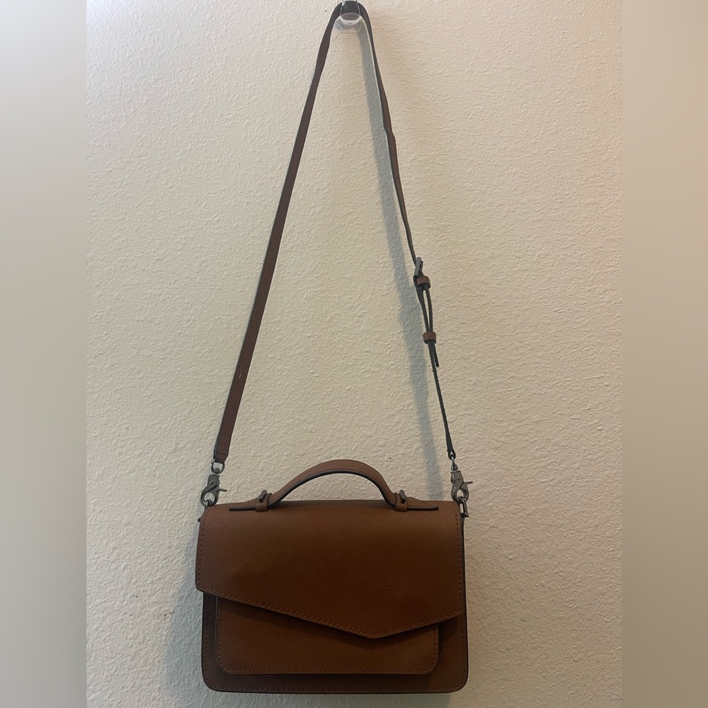 Botkier Cobble Hill Leather Crossbody Bag Color Coffee/Brown Free Shipping